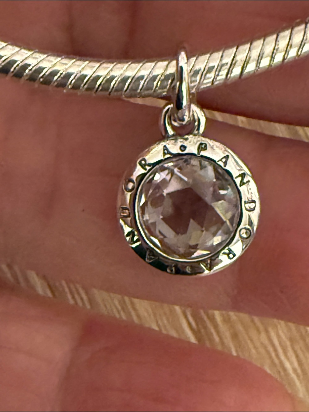 Pandora Silver Clear Dangle Charm with Faceted Stone